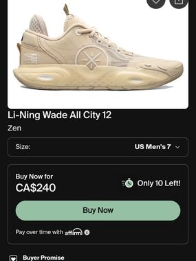 Li-Ning Women's Wade All City 12 Athletic Shoes - Zen Beige